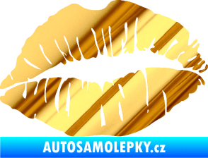 Samolepka Pusa 002 pravá otisk rtů chrom fólie zlatá zrcadlová
