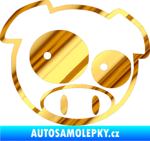 Samolepka Rally pig 001 pravá chrom fólie zlatá zrcadlová
