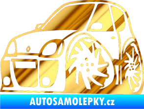Samolepka Renault Clio sport karikatura levá chrom fólie zlatá zrcadlová