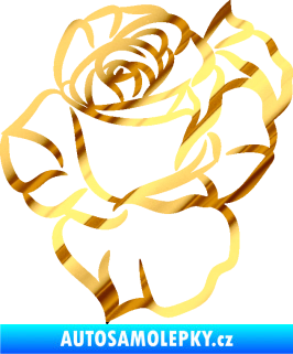 Samolepka Růže 006 levá chrom fólie zlatá zrcadlová