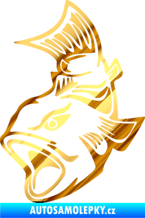Samolepka Ryba 006 levá chrom fólie zlatá zrcadlová