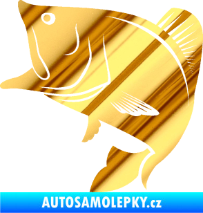 Samolepka Ryba 009 levá chrom fólie zlatá zrcadlová