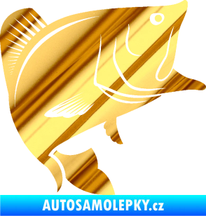 Samolepka Ryba 009 pravá chrom fólie zlatá zrcadlová