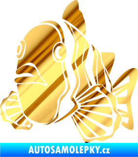 Samolepka Ryba 011 levá chrom fólie zlatá zrcadlová