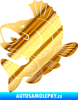 Samolepka Ryba 012 levá chrom fólie zlatá zrcadlová