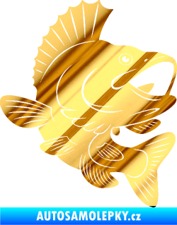 Samolepka Ryba 012 pravá chrom fólie zlatá zrcadlová