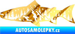 Samolepka Ryba 021 levá noční rybaření chrom fólie zlatá zrcadlová