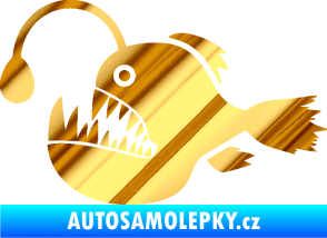 Samolepka Ryba 022 levá mořský ďas s lampičkou chrom fólie zlatá zrcadlová