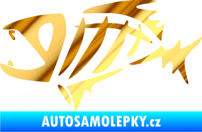 Samolepka Ryba kostra  007 levá chrom fólie zlatá zrcadlová