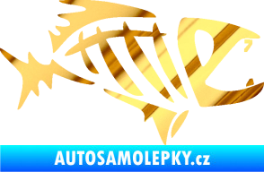 Samolepka Ryba kostra  007 pravá chrom fólie zlatá zrcadlová