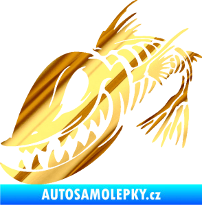 Samolepka Ryba kostra 001 levá chrom fólie zlatá zrcadlová