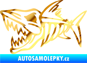Samolepka Ryba kostra 002 levá chrom fólie zlatá zrcadlová