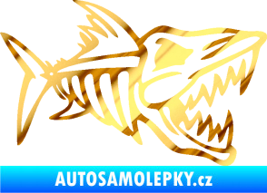 Samolepka Ryba kostra 002 pravá chrom fólie zlatá zrcadlová