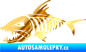 Samolepka Ryba kostra 003 levá chrom fólie zlatá zrcadlová