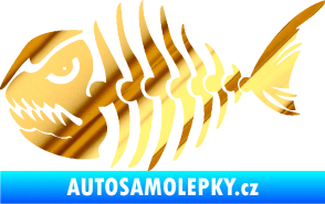 Samolepka Ryba kostra 004 levá chrom fólie zlatá zrcadlová