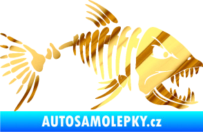 Samolepka Ryba kostra 005 pravá chrom fólie zlatá zrcadlová