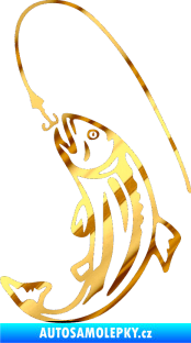 Samolepka Ryba s návnadou 003 levá chrom fólie zlatá zrcadlová