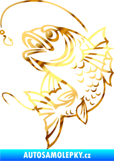 Samolepka Ryba s návnadou 005 levá chrom fólie zlatá zrcadlová
