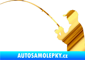 Samolepka Rybář 001 levá chrom fólie zlatá zrcadlová