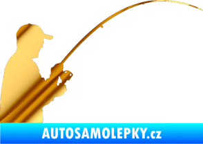 Samolepka Rybář 001 pravá chrom fólie zlatá zrcadlová