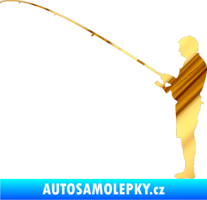 Samolepka Rybář 008 levá chrom fólie zlatá zrcadlová