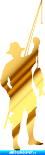 Samolepka Rybář 012 pravá chrom fólie zlatá zrcadlová