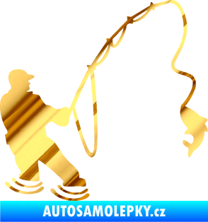 Samolepka Rybář 018 pravá chrom fólie zlatá zrcadlová