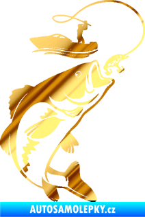 Samolepka Rybář 019 pravá chrom fólie zlatá zrcadlová