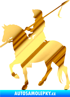 Samolepka Rytíř na koni levá chrom fólie zlatá zrcadlová