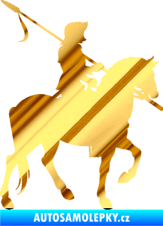 Samolepka Rytíř na koni pravá chrom fólie zlatá zrcadlová
