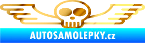 Samolepka Samolepka na zadní sklo 001 lebka s křídly chrom fólie zlatá zrcadlová