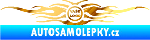 Samolepka Samolepka na zadní sklo plameny se znakem chrom fólie zlatá zrcadlová