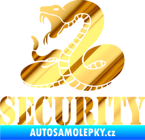 Samolepka Security hlídáno - levá had chrom fólie zlatá zrcadlová