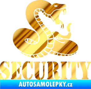 Samolepka Security hlídáno - pravá had chrom fólie zlatá zrcadlová