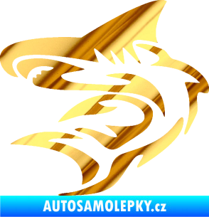 Samolepka Shark 002 levá chrom fólie zlatá zrcadlová