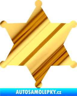 Samolepka Sheriff 002 hvězda chrom fólie zlatá zrcadlová