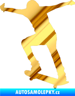 Samolepka Skateboard 006 levá chrom fólie zlatá zrcadlová
