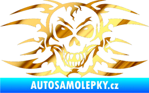 Samolepka Skeleton - lebka chrom fólie zlatá zrcadlová