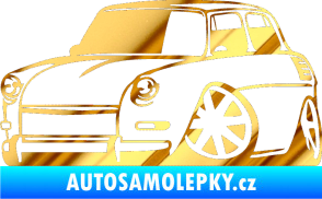 Samolepka Škoda 1000 karikatura levá chrom fólie zlatá zrcadlová
