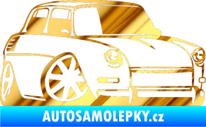 Samolepka Škoda 1000 karikatura pravá chrom fólie zlatá zrcadlová