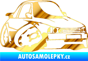 Samolepka Škoda 120 karikatura pravá chrom fólie zlatá zrcadlová