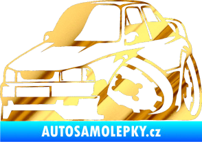 Samolepka Škoda 130 karikatura levá chrom fólie zlatá zrcadlová