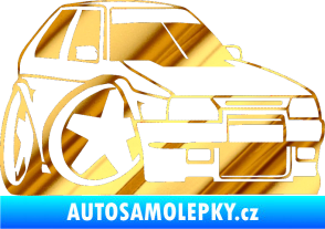 Samolepka Škoda Favorit karikatura pravá chrom fólie zlatá zrcadlová