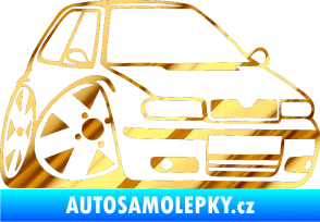 Samolepka Škoda Felicia karikatura pravá chrom fólie zlatá zrcadlová