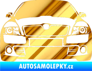 Samolepka Škoda Octavia 2 karikatura  chrom fólie zlatá zrcadlová