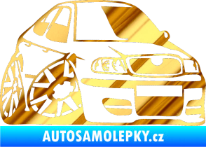 Samolepka Škoda Octavia karikatura pravá chrom fólie zlatá zrcadlová
