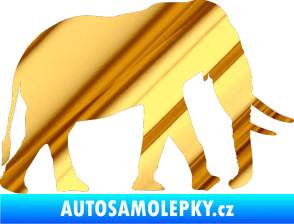 Samolepka Slon 002 pravá chrom fólie zlatá zrcadlová