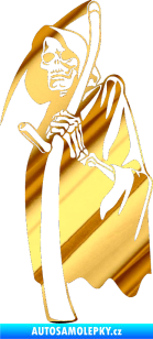 Samolepka Smrtka s kosou levá chrom fólie zlatá zrcadlová
