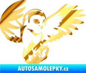 Samolepka Sova 006 pravá chrom fólie zlatá zrcadlová