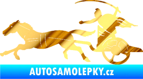 Samolepka Sparťanský bojovník 001 levá bojový vůz s koněm chrom fólie zlatá zrcadlová
